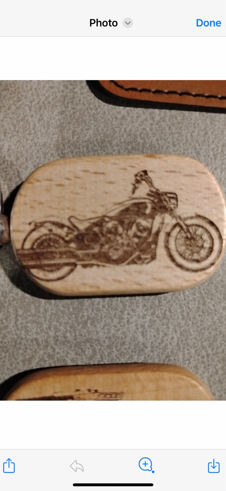 Engraved Wooden Motorcycle Keychain