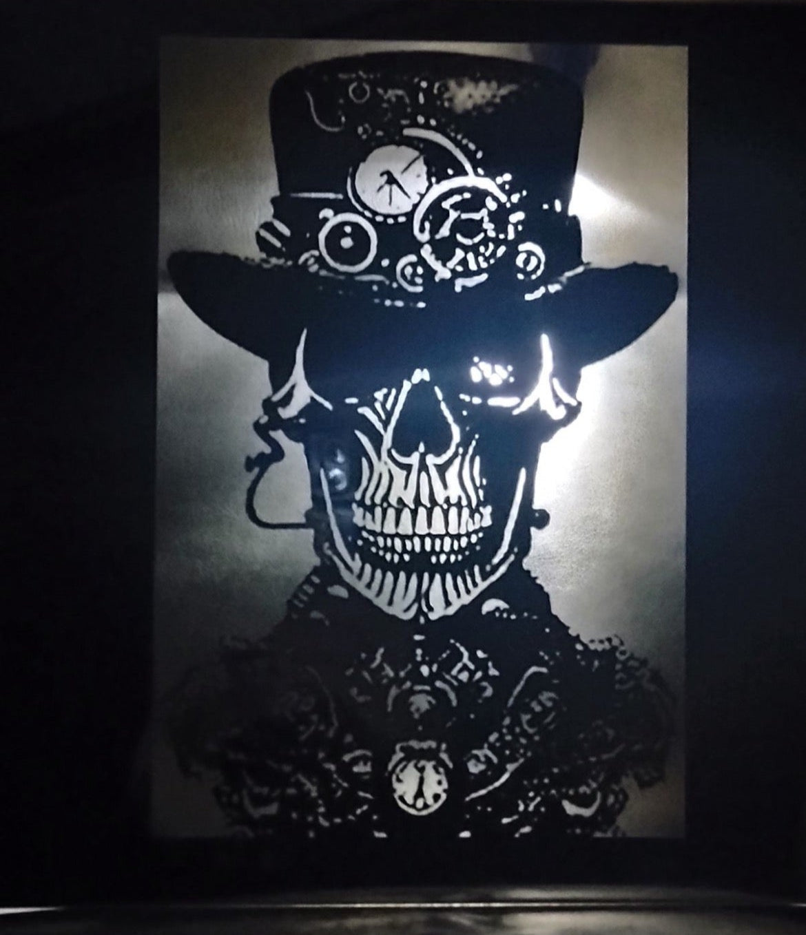 Steampunk Skull Light-Up Mirror
