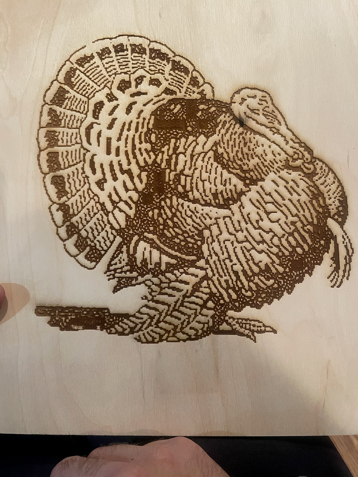 Laser-Engraved Wood Art – Majestic Turkey Design