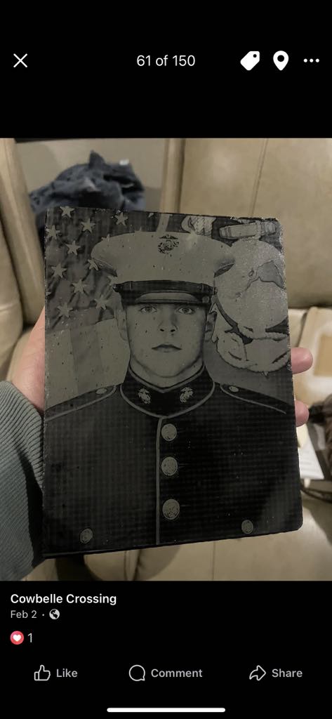 Custom design engraved on slate