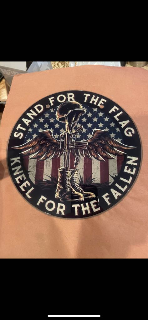 Printed metal round sign